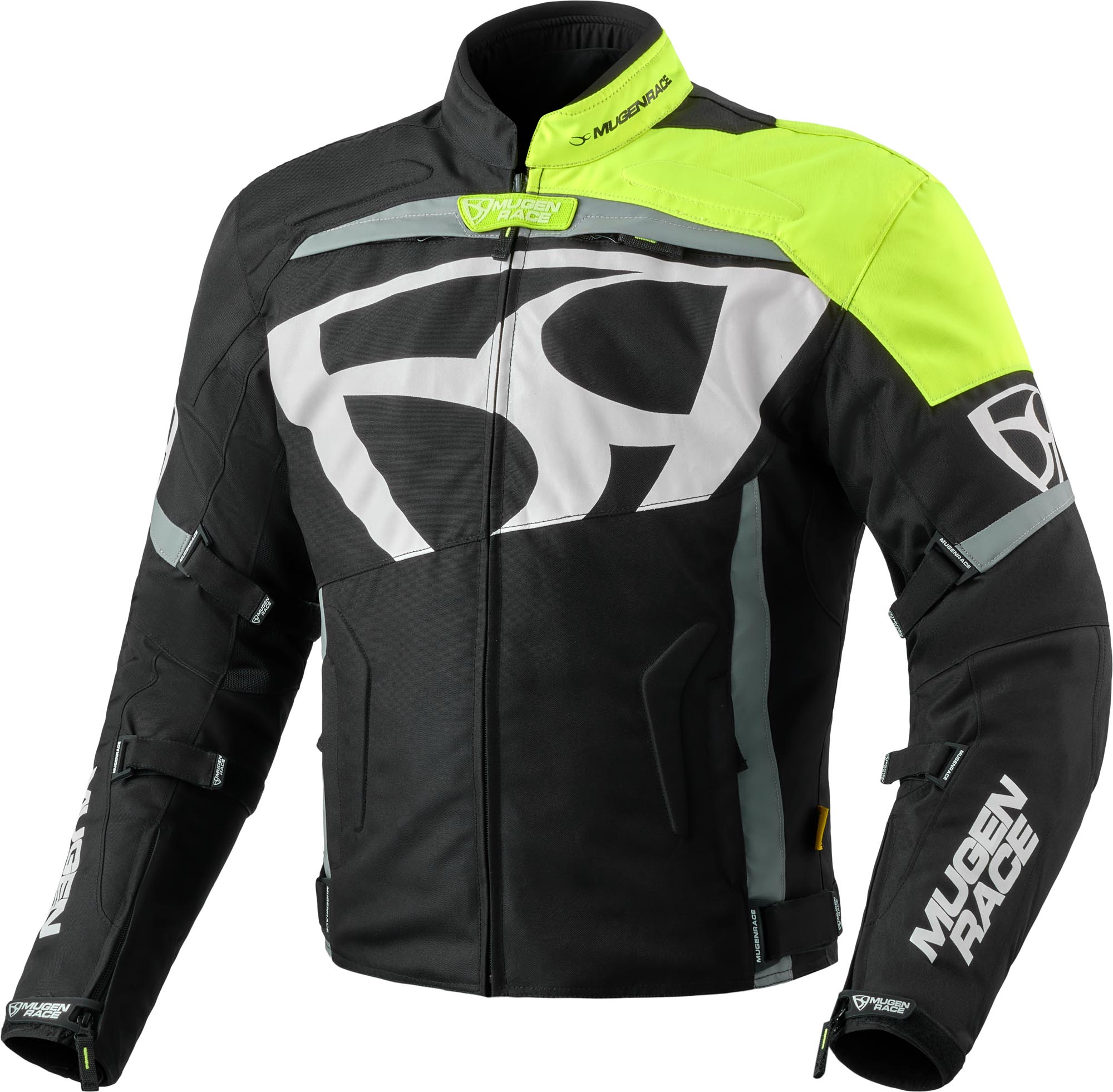 MUGENRACE Aggressore-T waterdichte motorfiets textieljas zwart/wit/neon-geel M Figuur 1