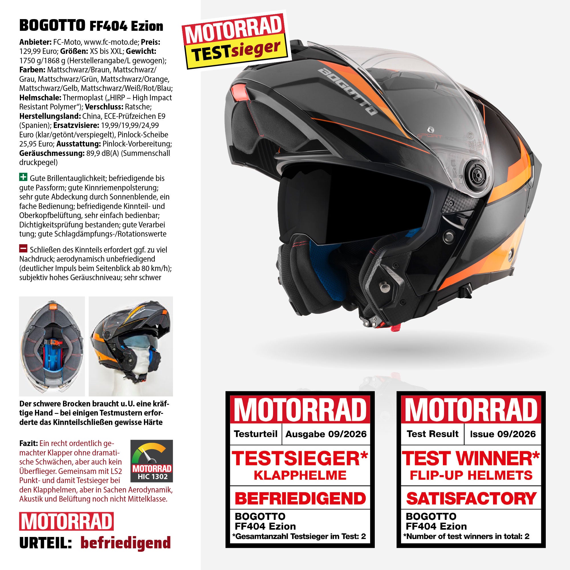 Bogotto FF404 Ezion Casque modulable noir mat/jaune S Figure 9