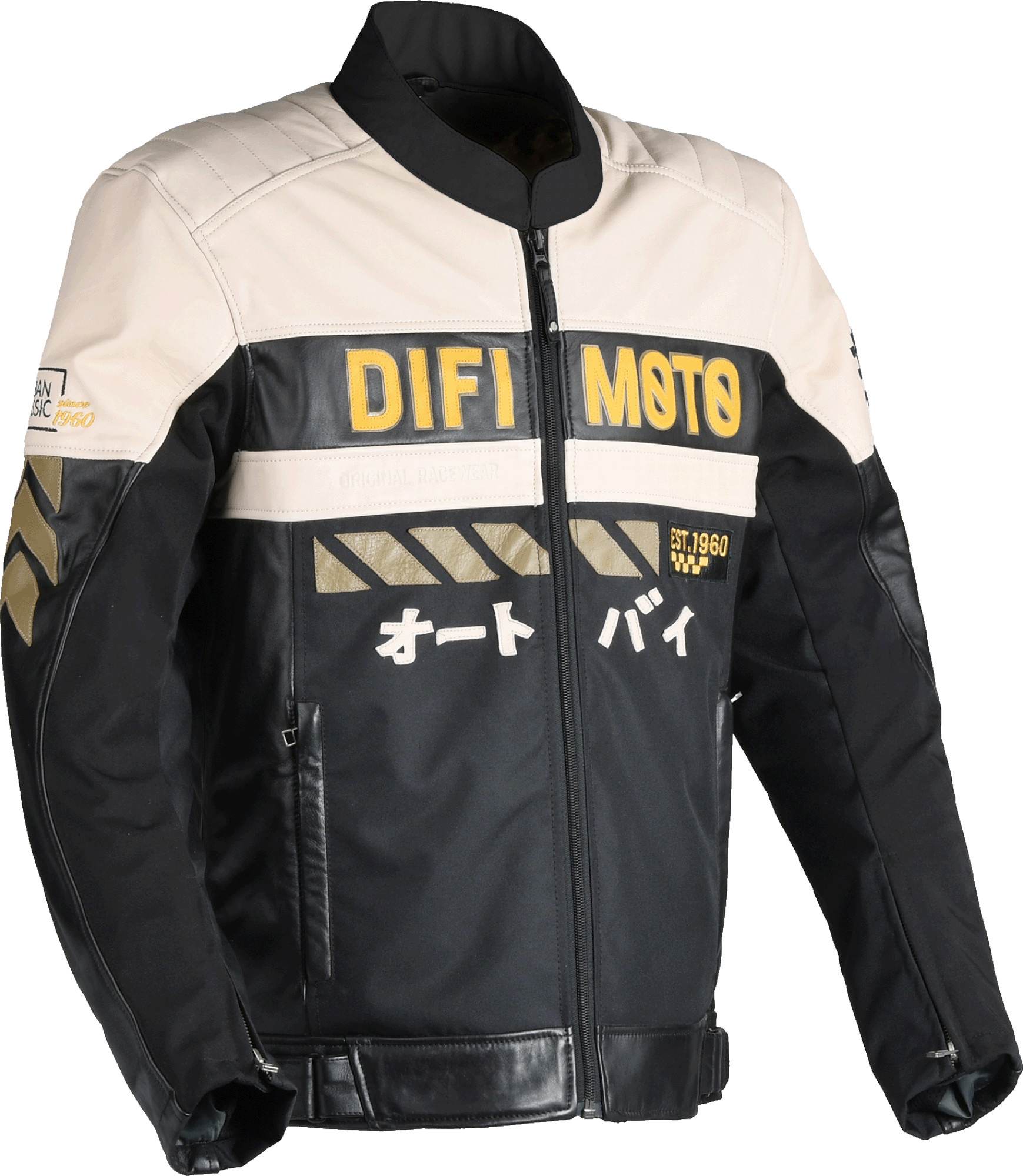 DIFI Iconic Motorcycle Leather Jacket black/beige 54 Figure 1