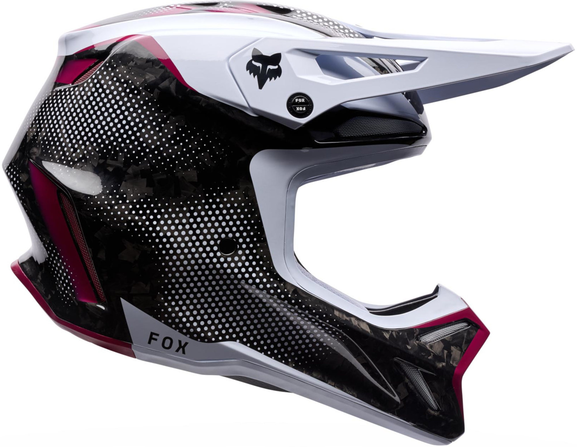 FOX V3 RS Tactile Carbon Motocross Helmet white/pink/black M Figure 2