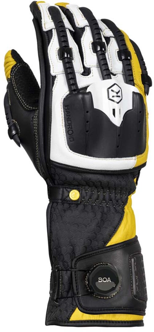 Knox Handroid MK5 Motorcycle Gloves black/white/yellow XL Figure 1