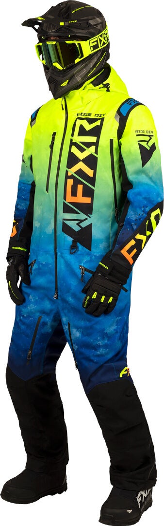 FXR Helium Lite 2023 One Piece Snowmobile Suit blue/yellow M Figure 1