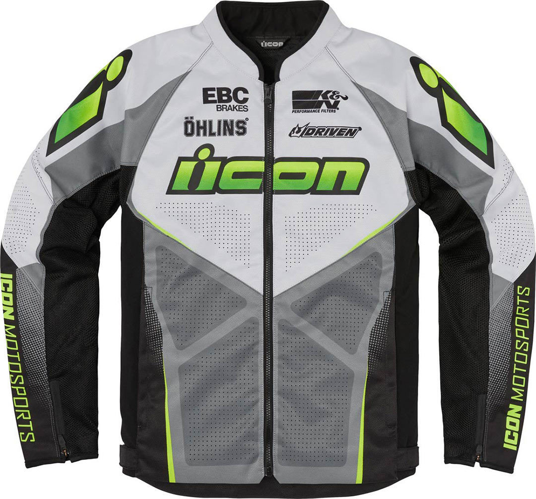 Icon Hooligan Ultrabolt Motorfiets textiel jas grijs/groen XXL Figuur 1