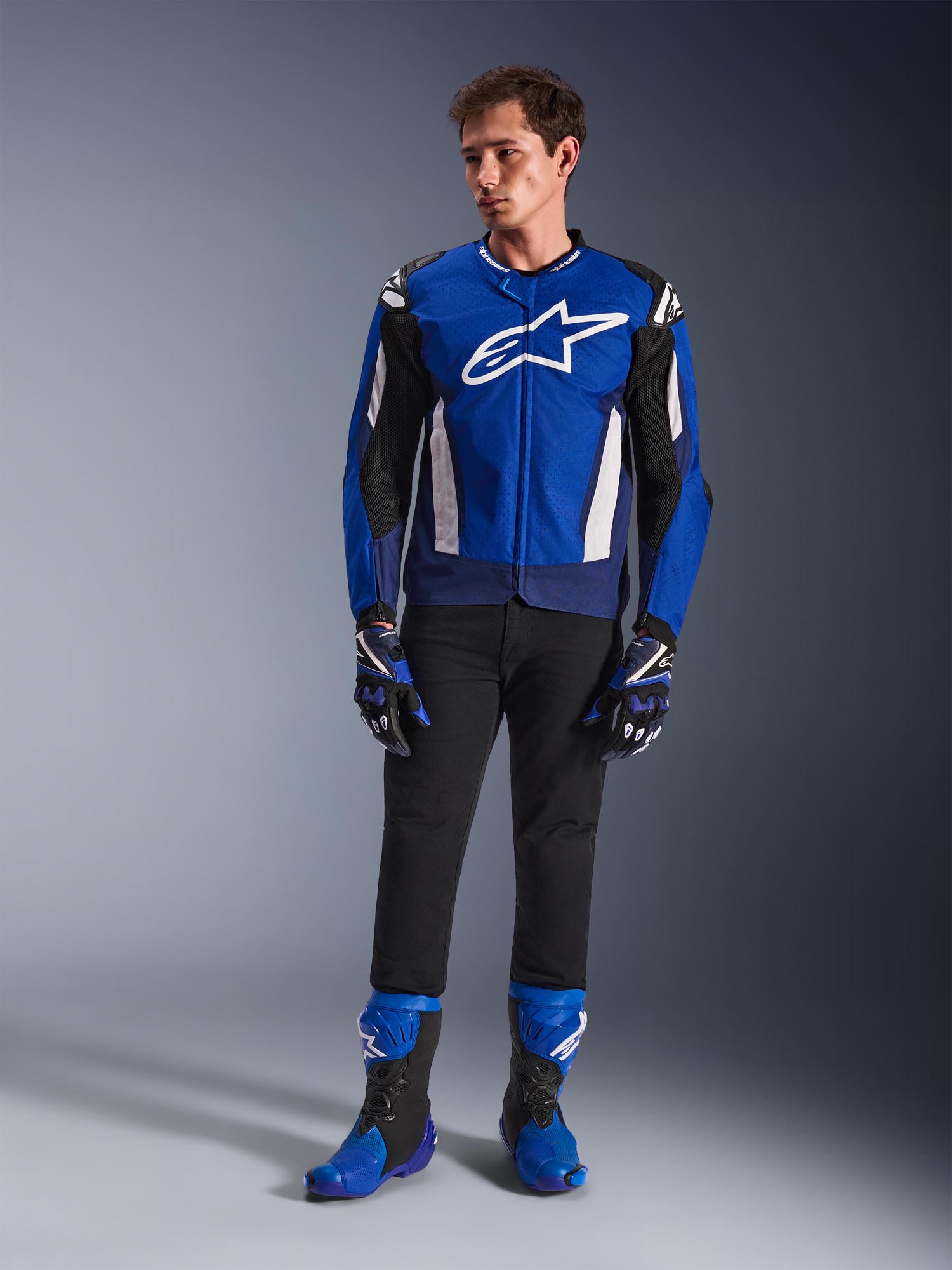 Alpinestars T-GP Air perforated Motorcycle Textile Jacket blue/navy/white L Figure 4