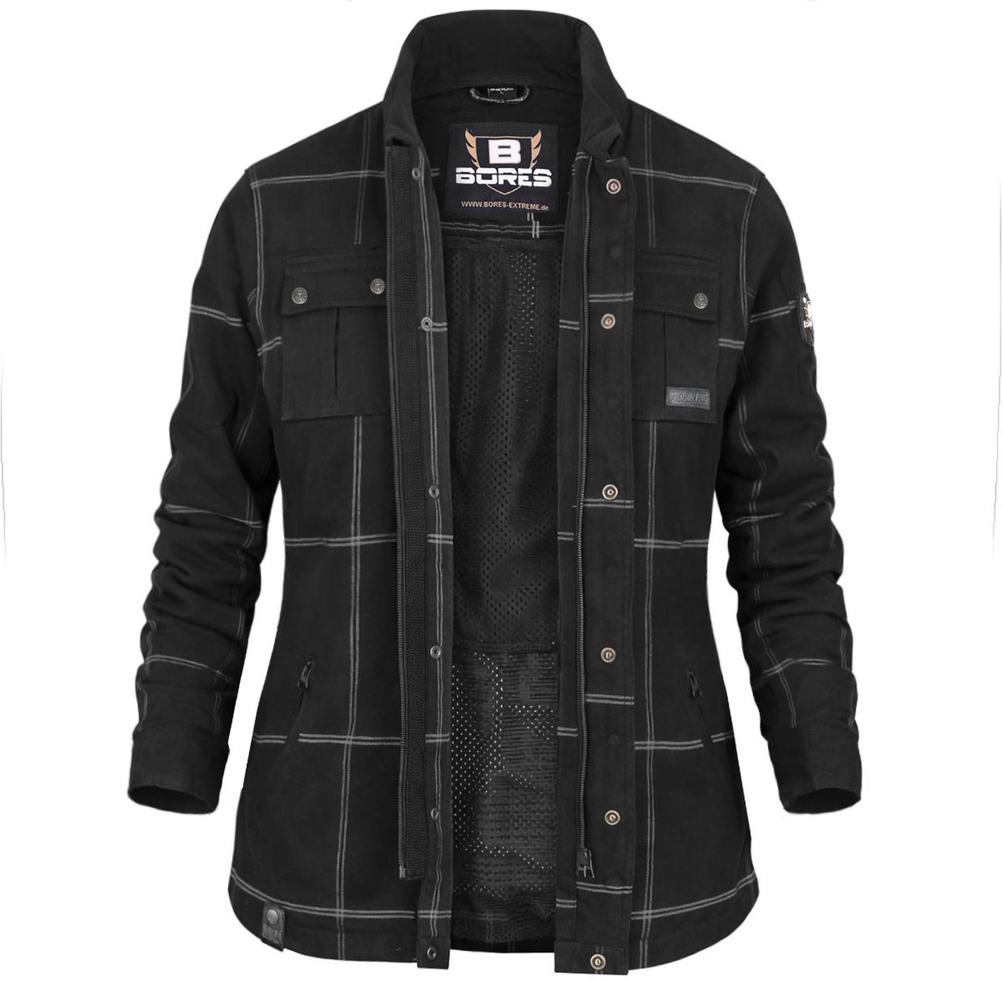 Bores Lumberjack Premium Plus Bortexx Damer Motorcykelskjorte AAA sort/grå M Figur 1