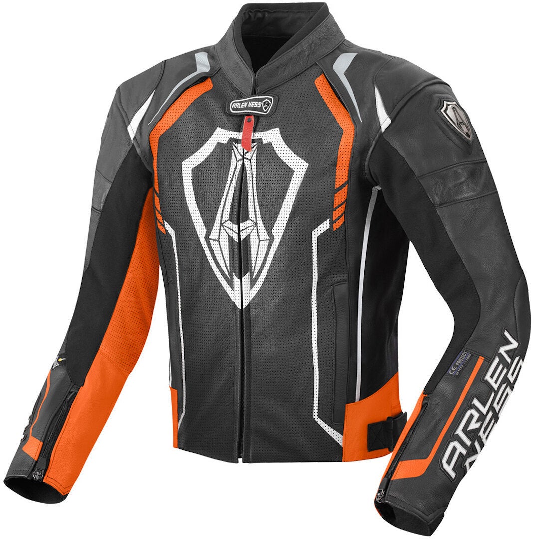 Arlen Ness Track Motorcycle Leather Jacket black/orange 50 Figure 1