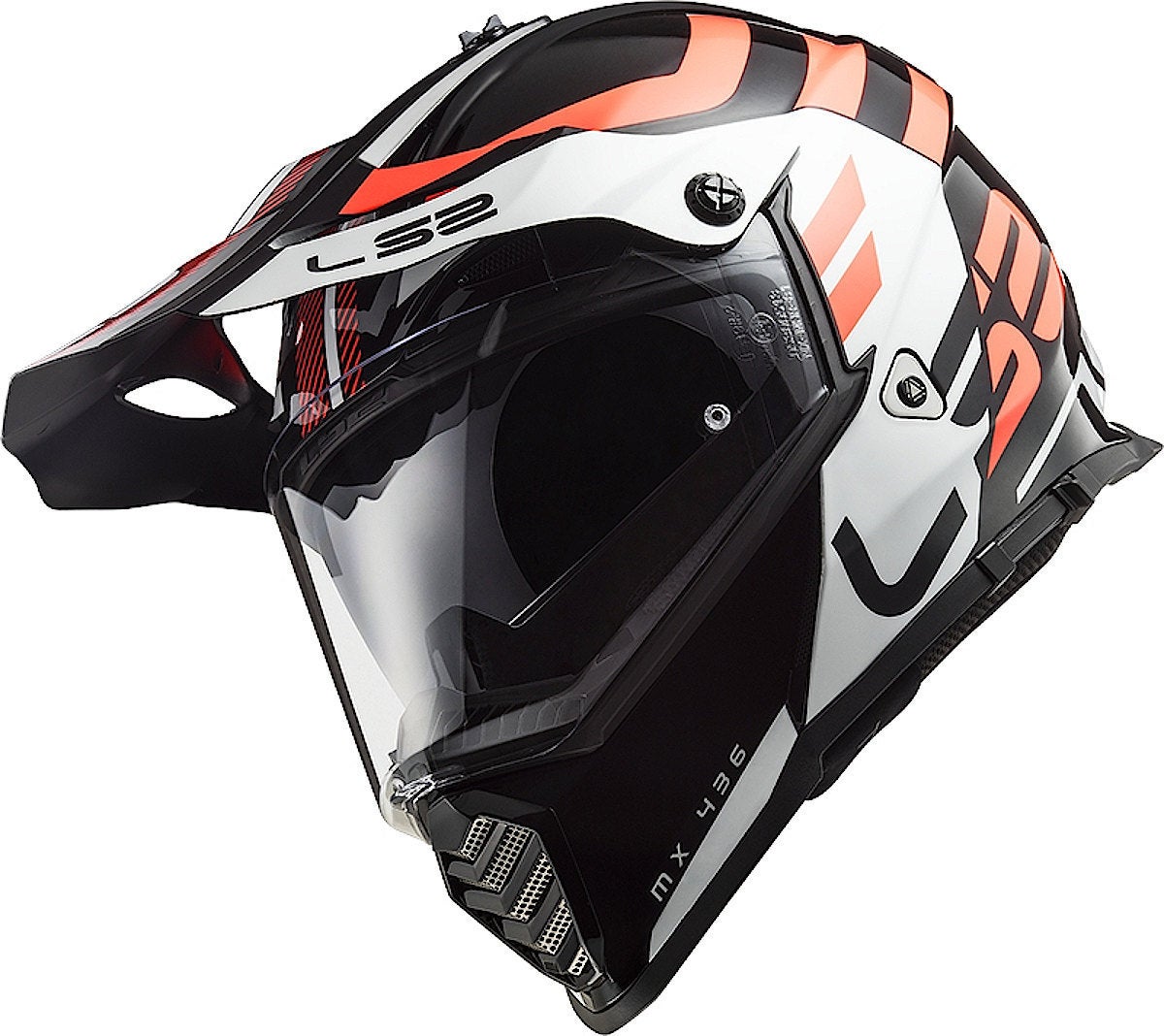 LS2 MX436 Pioneer Evo Adventurer Casque de motocross Noir/Blanc/Orange XL (61/62) Figure 4