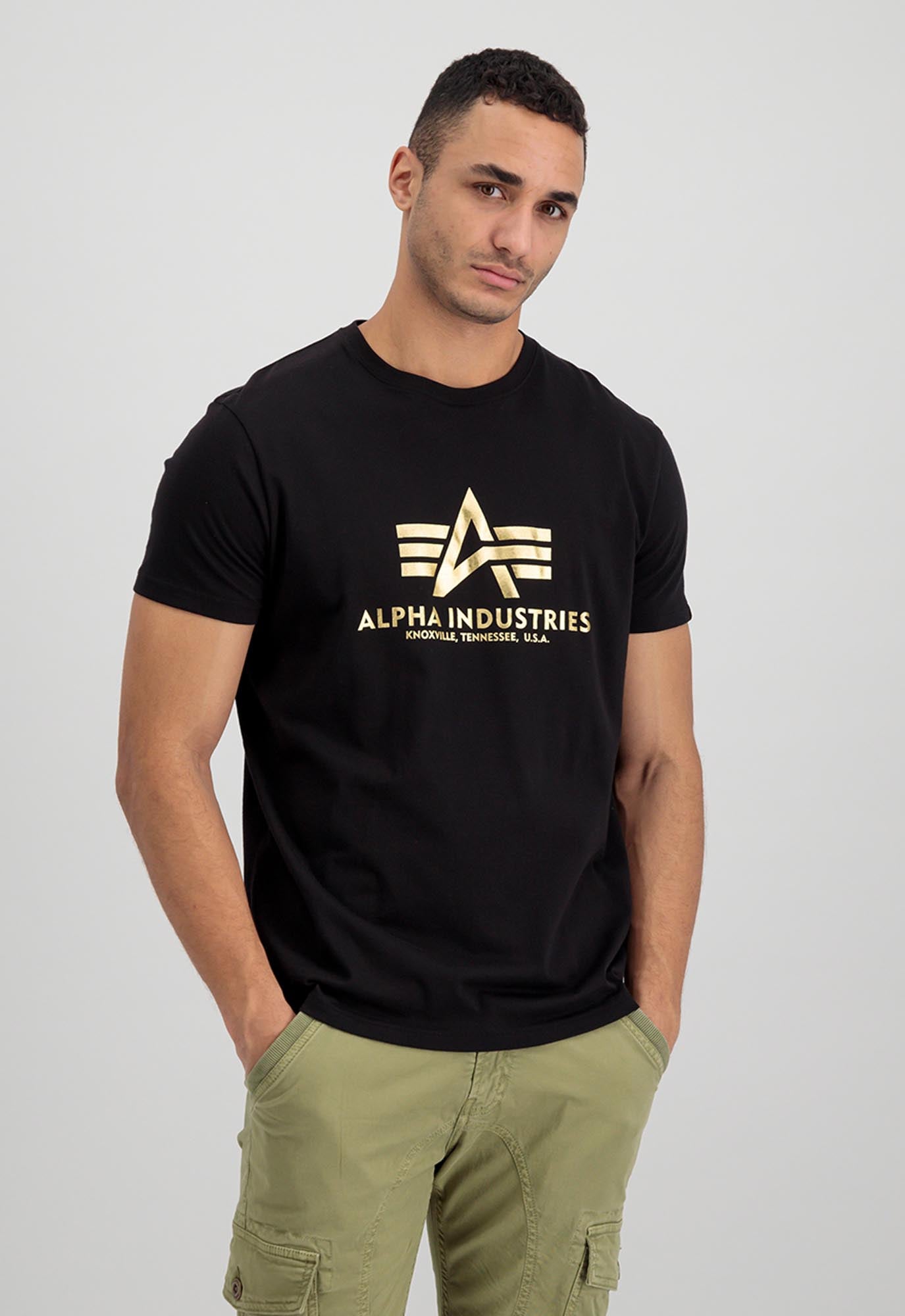 Alpha Industries Basic Foil Print Tricou negru/galben XL Figura 1