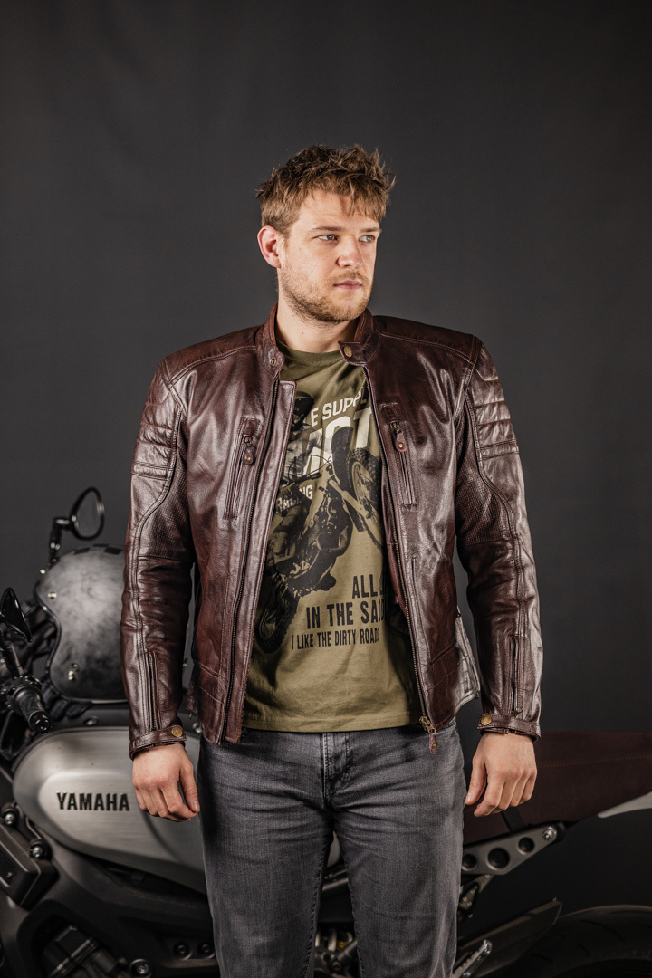 Merlin Draycott Motorcycle Leather Jacket dark red L Figure 3