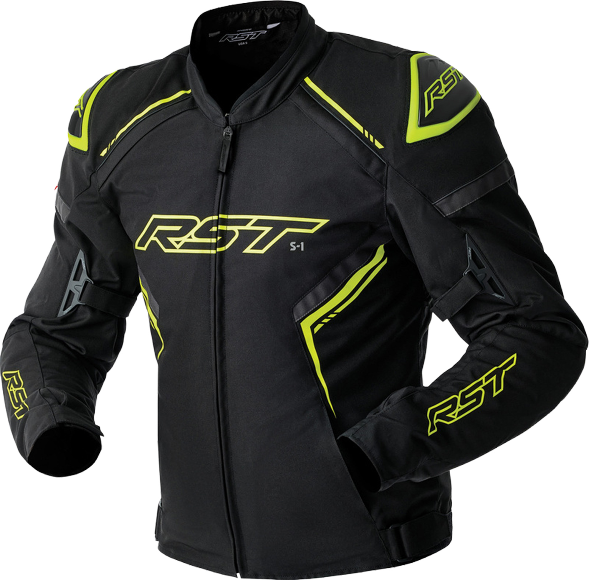 RST S1 D3O Veste textile moto imperméable noir/jaune néon 60 Figure 1