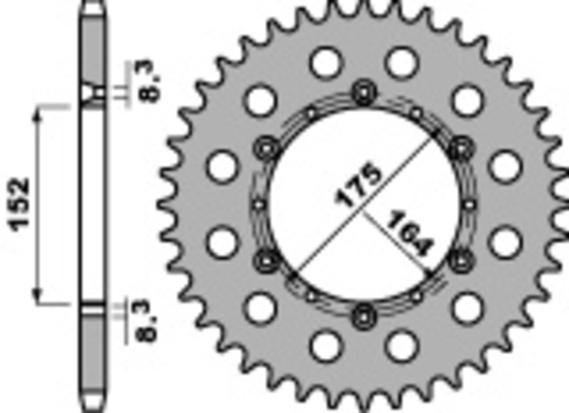 PBR Standard C45 Steel Rear Sprocket 856 - 520 Figure 2