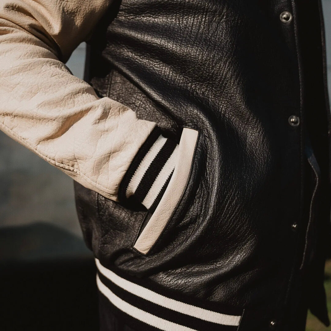HolyFreedom Varsity College Leather Jacket black/white M Figure 6