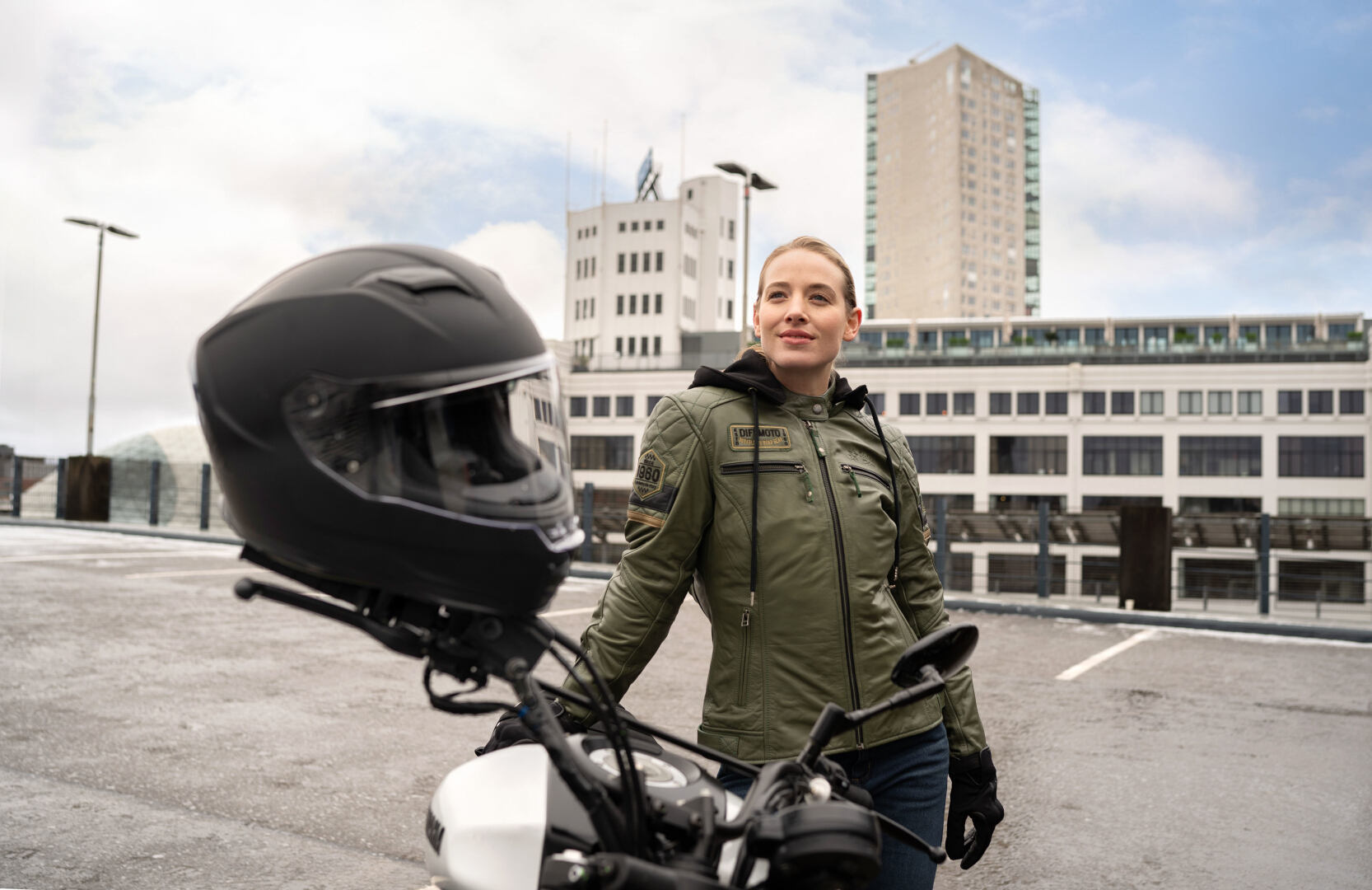 DIFI Jolene 2 Dame motorcykel læderjakke grøn/sort L Figur 3