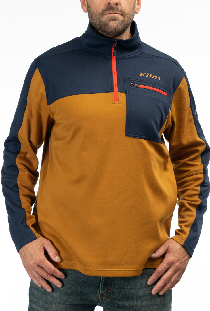 Klim Glacier 1/4 Zip Pullover ocker/dunkelblau/rot L Abbildung 1