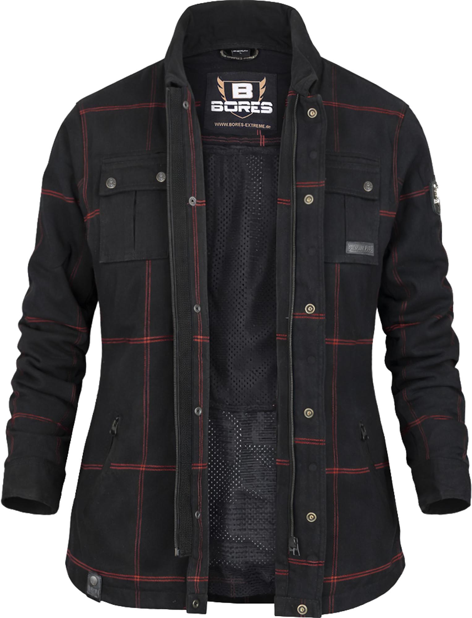 Bores Lumberjack Premium Plus Bortexx Ladies Motorcycle Shirt B black/red 4XL Figure 1