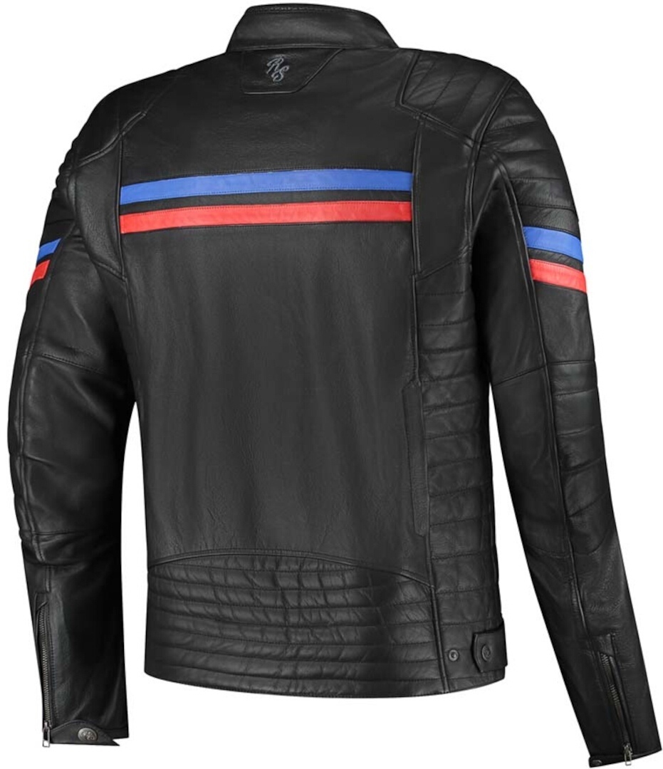 Rusty Stitches Steve Motorcycle Leather Jacket black/red/blue 4XL Figure 2