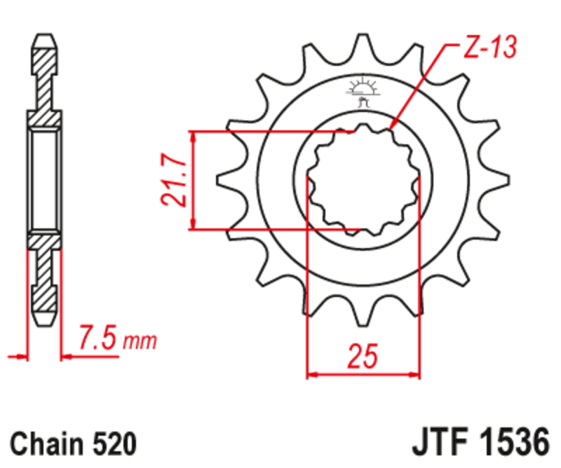 JT-DRIVHJUL Stål ljudfritt framdrev 1536 - 520 Figur 2
