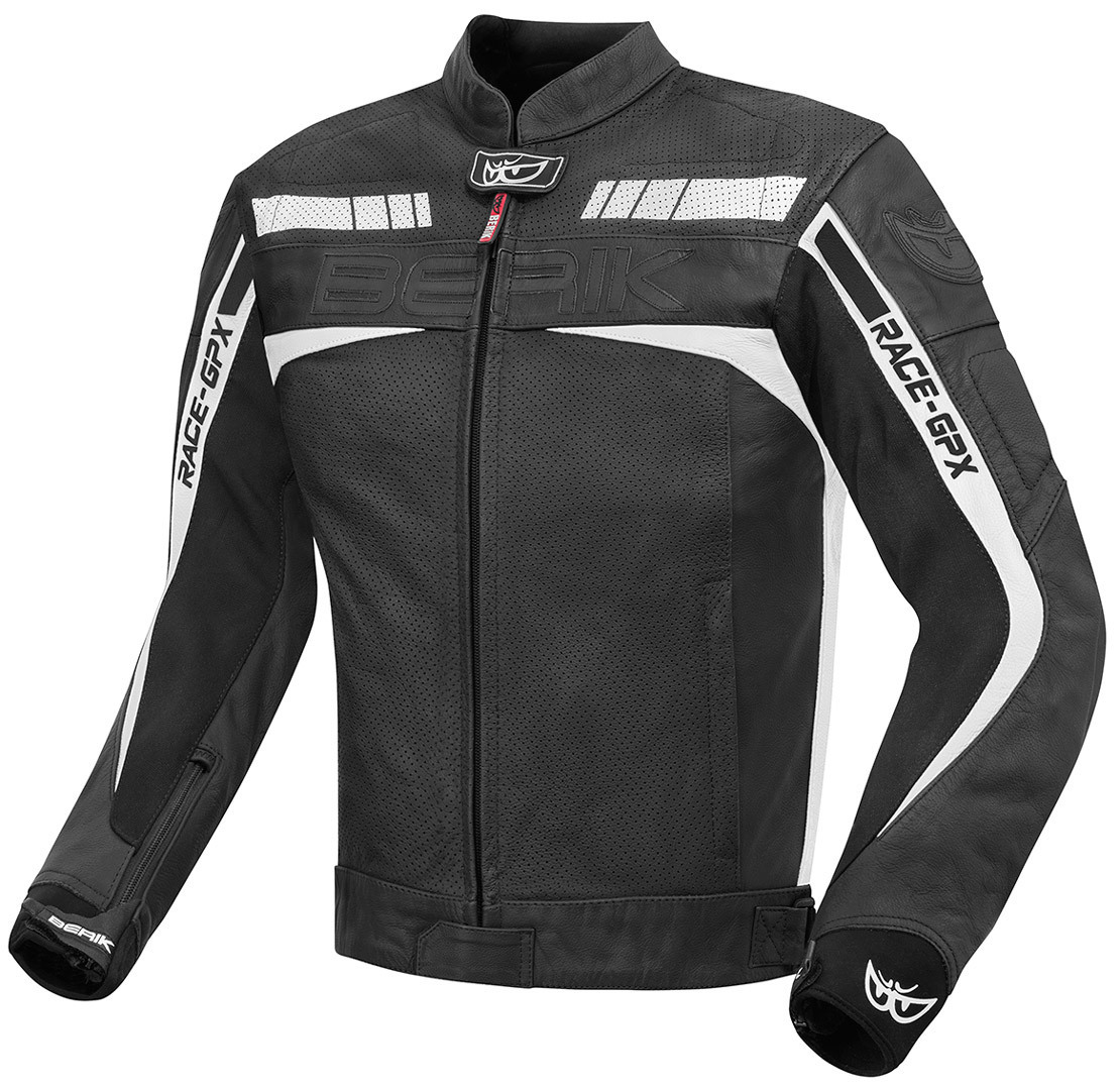 Berik Conquest Veste de moto en cuir Noir/Blanc 56 Figure 1