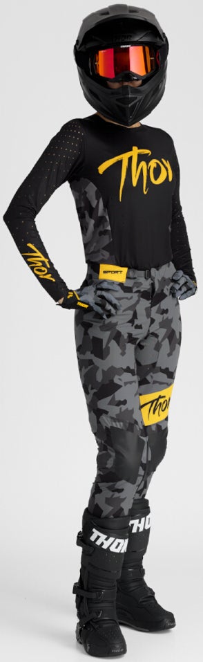 Thor Sportmode Shadow Dame Motocross bukser grå/sort/gul 1/2 Figur 6