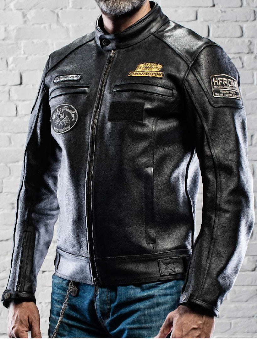HolyFreedom Level Jaqueta de couro da motocicleta 3XL Figura 4