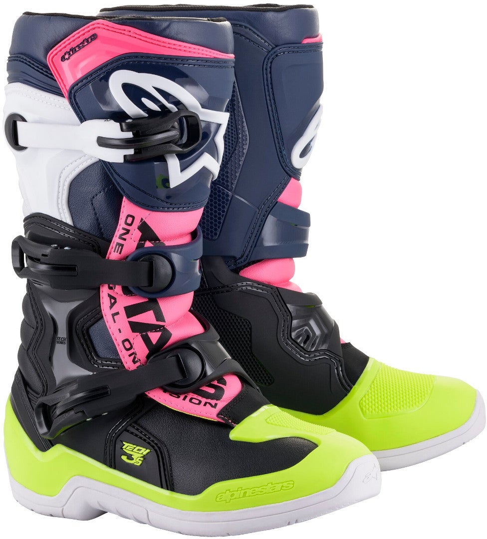 Alpinestars Tech 3S Молодежные сапоги мотокросс чёрный/синий/жёлтый 40,5 Рисунок 1