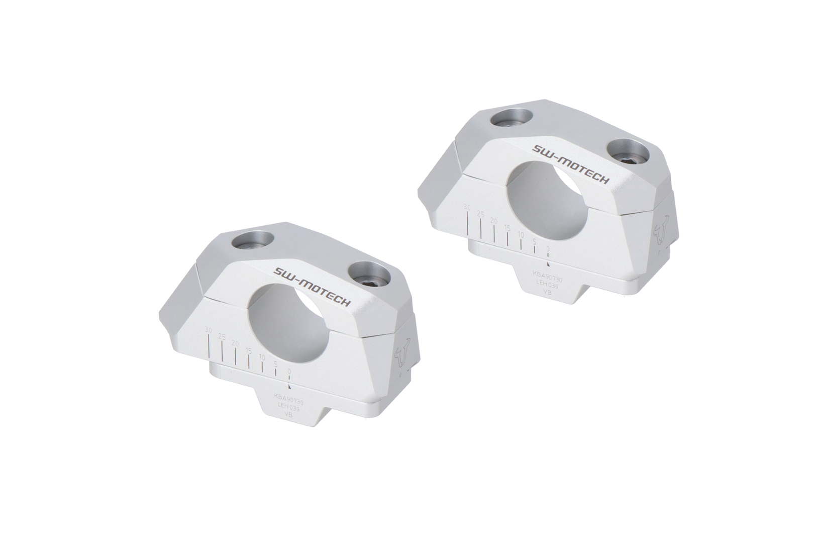 Variabilă spate cu bară SW-Motech pentru ghidon Ø28 - H=28mm. Spate 5/10/15/20/25/30 mm. Argintiu. Figura 1