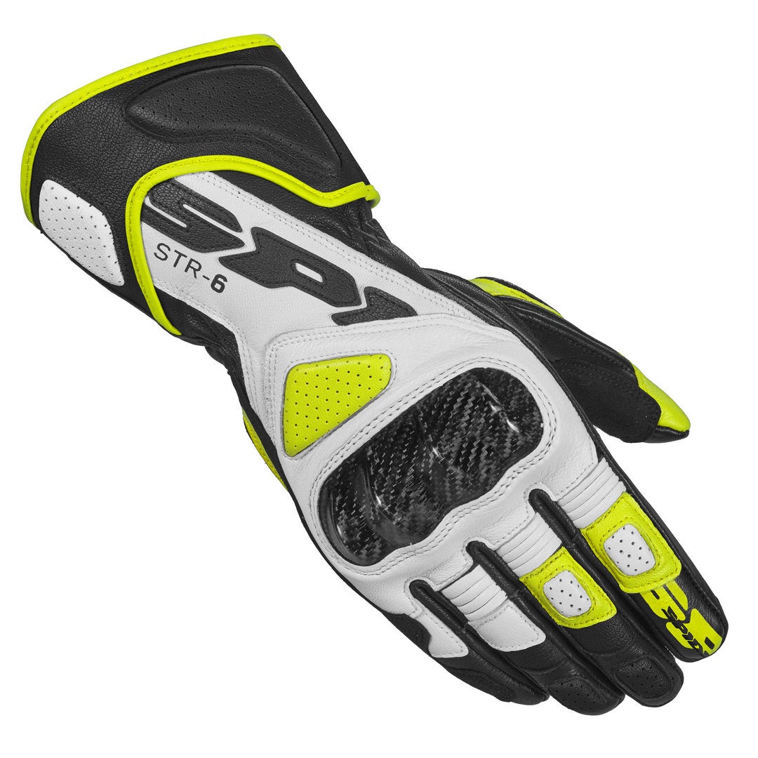 Spidi STR-6 Guanti da moto nero/bianco/giallo neon M Figura 1