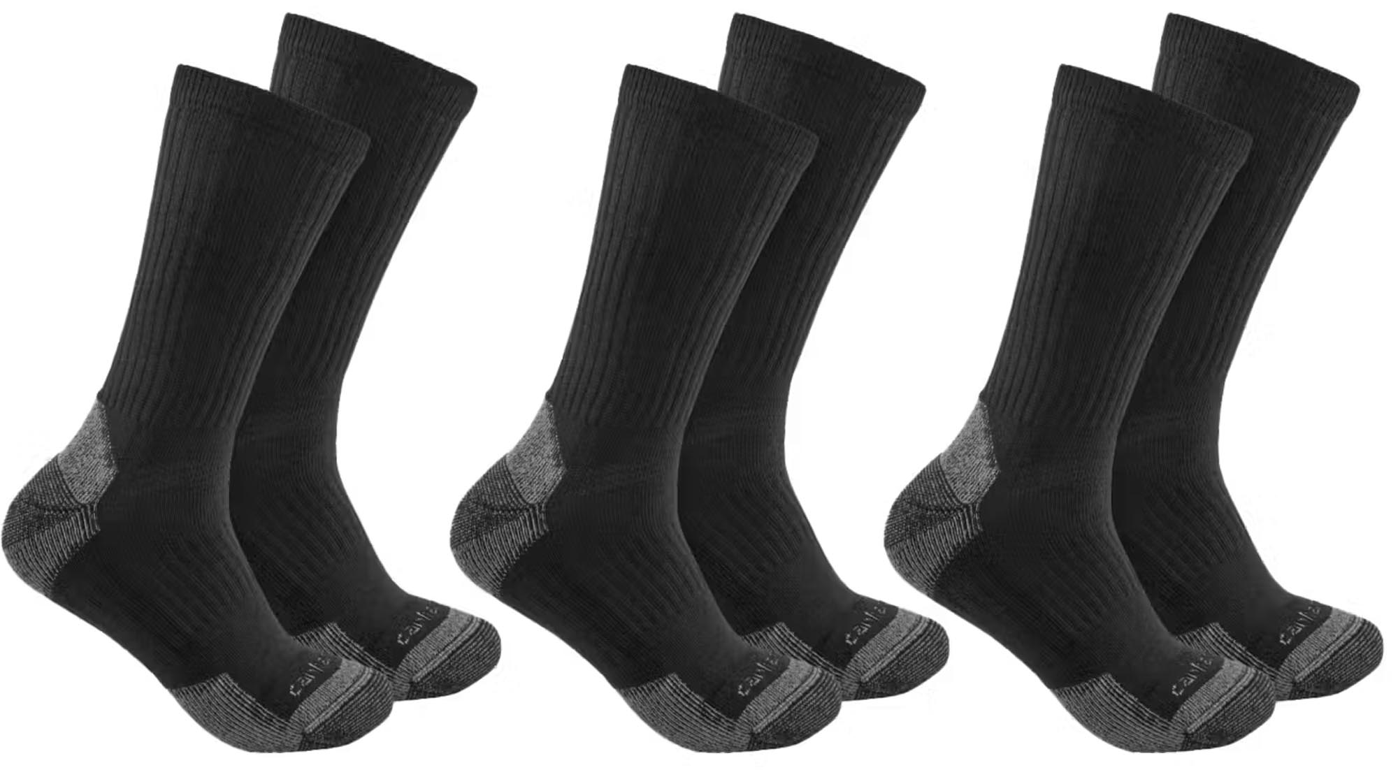Carhartt Midweight Cotton Blend Crew Socks - 3 Pack black M Figure 1