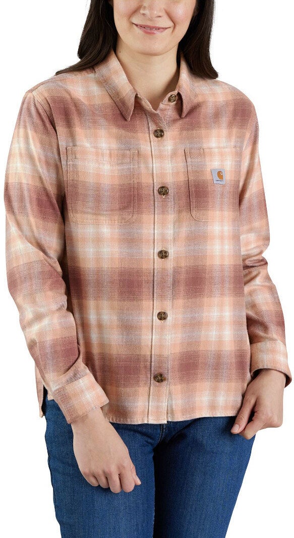 Carhartt Midweight Flannel Camicia Da Donna marrone/bianco L Figura 2