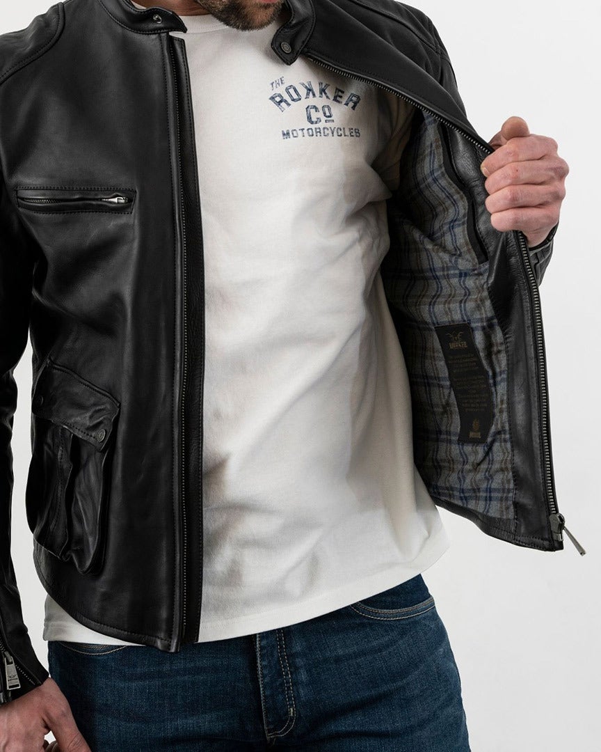 Rokker Goodwood Motorcycle Leather Jacket black XL Figure 8