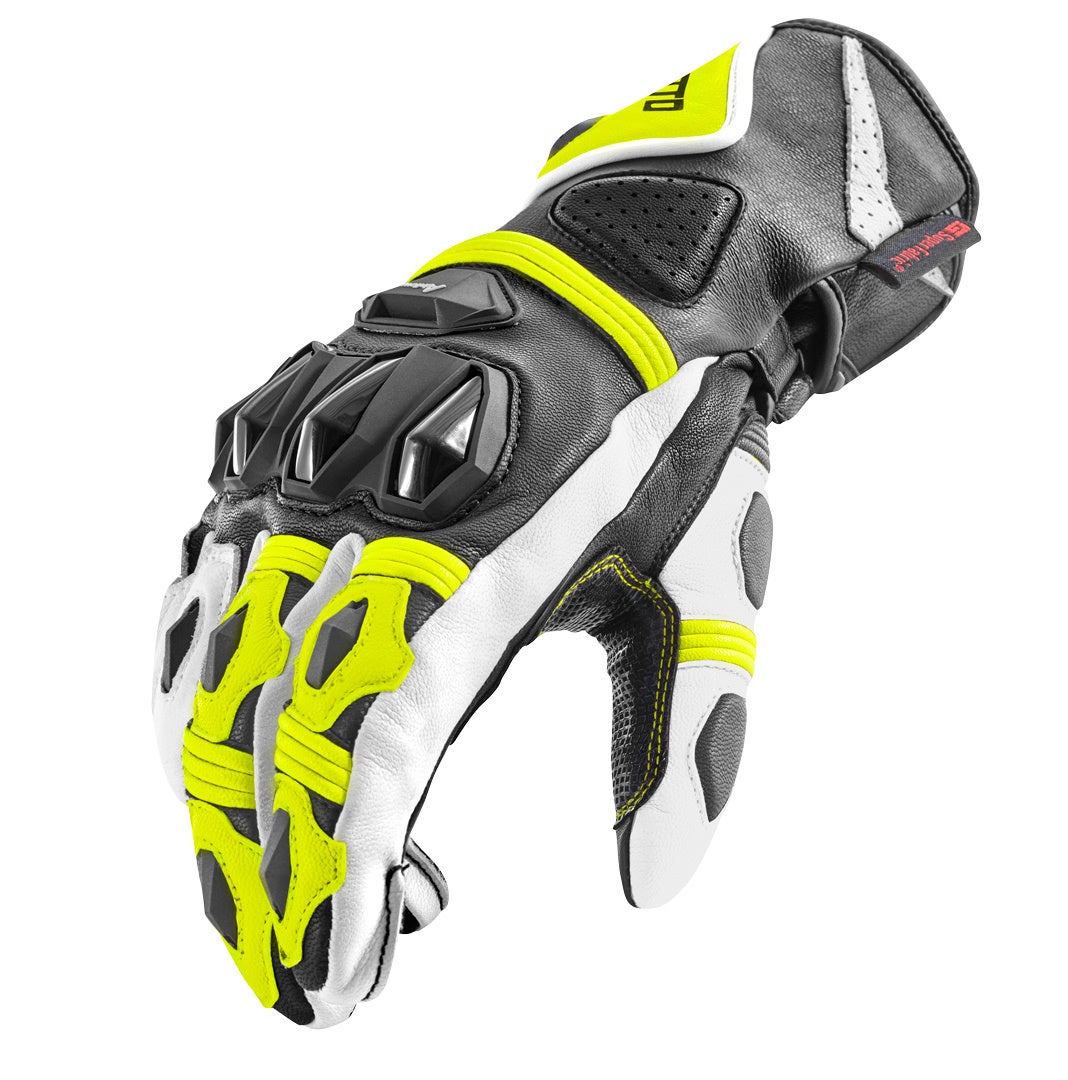 Bogotto Monza perforerede motorcykelhandsker sort/hvid/neongul S Figur 2
