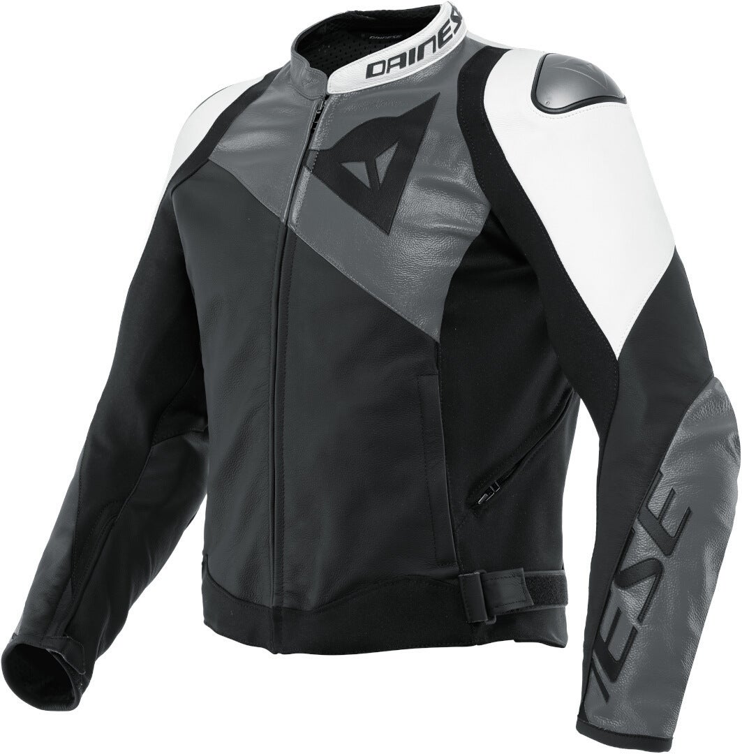 Dainese Sportiva Motorcycle Leather Jacket black/grey/white 56 Figure 1