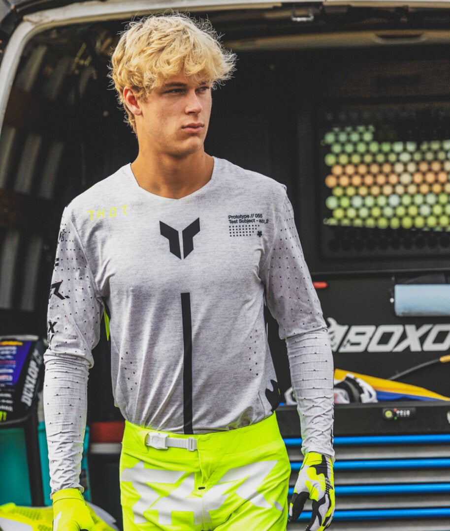 Thor Sportmode Riot Motocross trøje lysegrå/sort/neongul L Figur 11