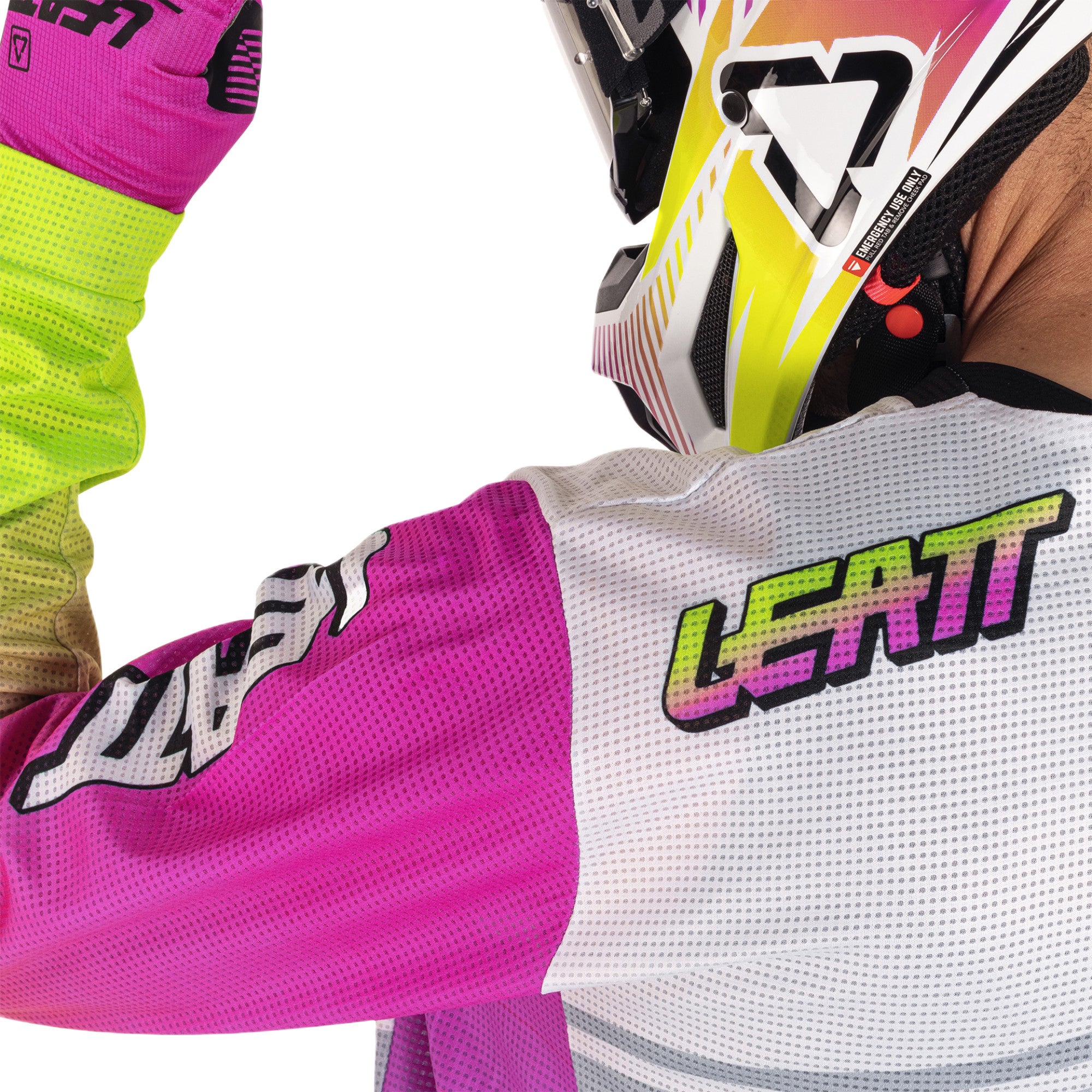 Leatt Moto Ride Kit 3.5 V26 Conjunto de camisa e calça de motocross branco/rosa/amarelo neon 2XL Figura 4