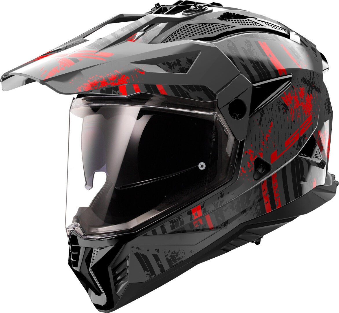 LS2 MX702 Pioneer II Crazy Motocross hjelm sort/grå/rød M (57/58) Figur 1