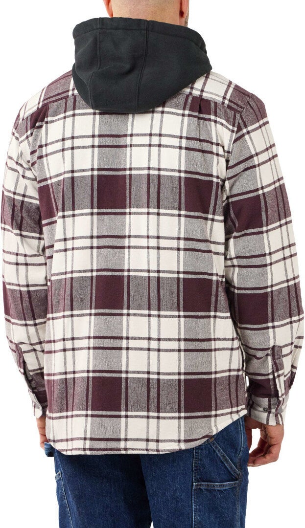 Carhartt Flannel Fleece Lined Hooded Shirt white L Figure 3