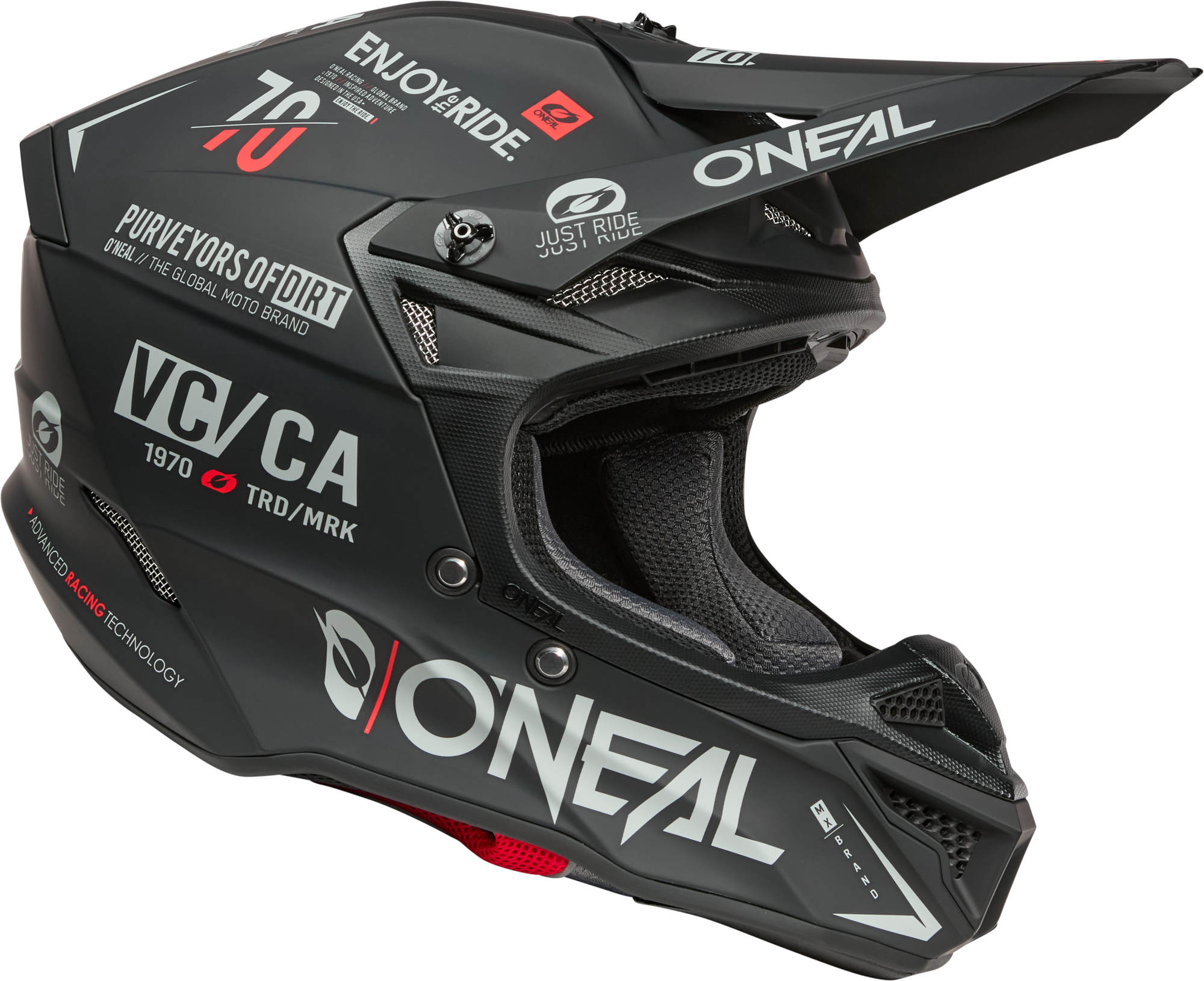 Side view of Oneal 5SRS Polyacrylite BRAND Motocross Helmet