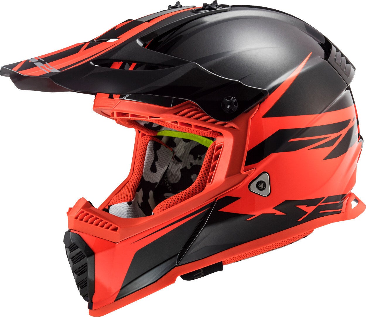 LS2 MX437 Fast Evo Roar Casco Motocross nero opaco/rosso S (55/56) Figura 1