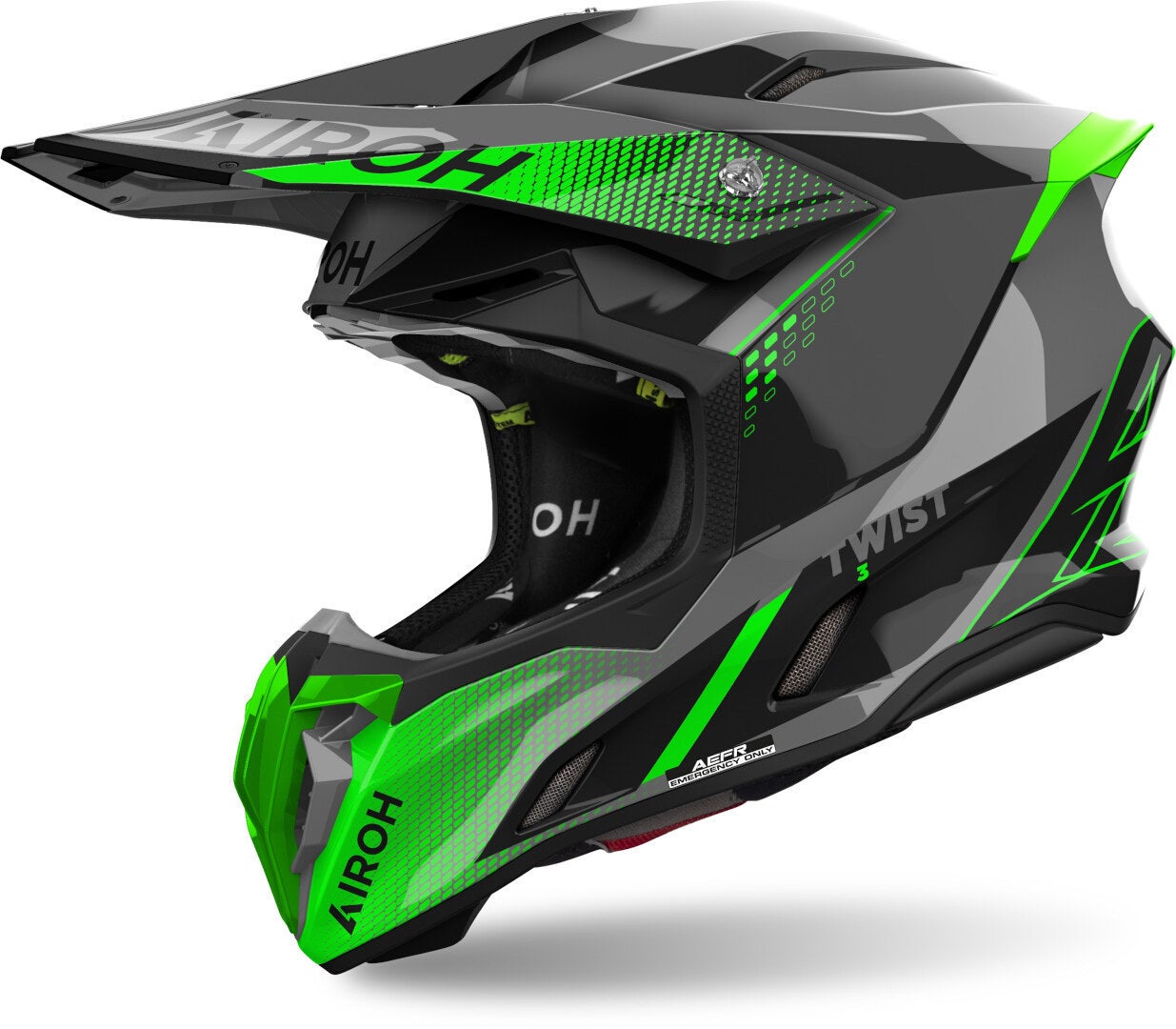 Airoh Twist 3 Shard Capacete de Motocross preto/cinza/verde S (55/56) Figura 1