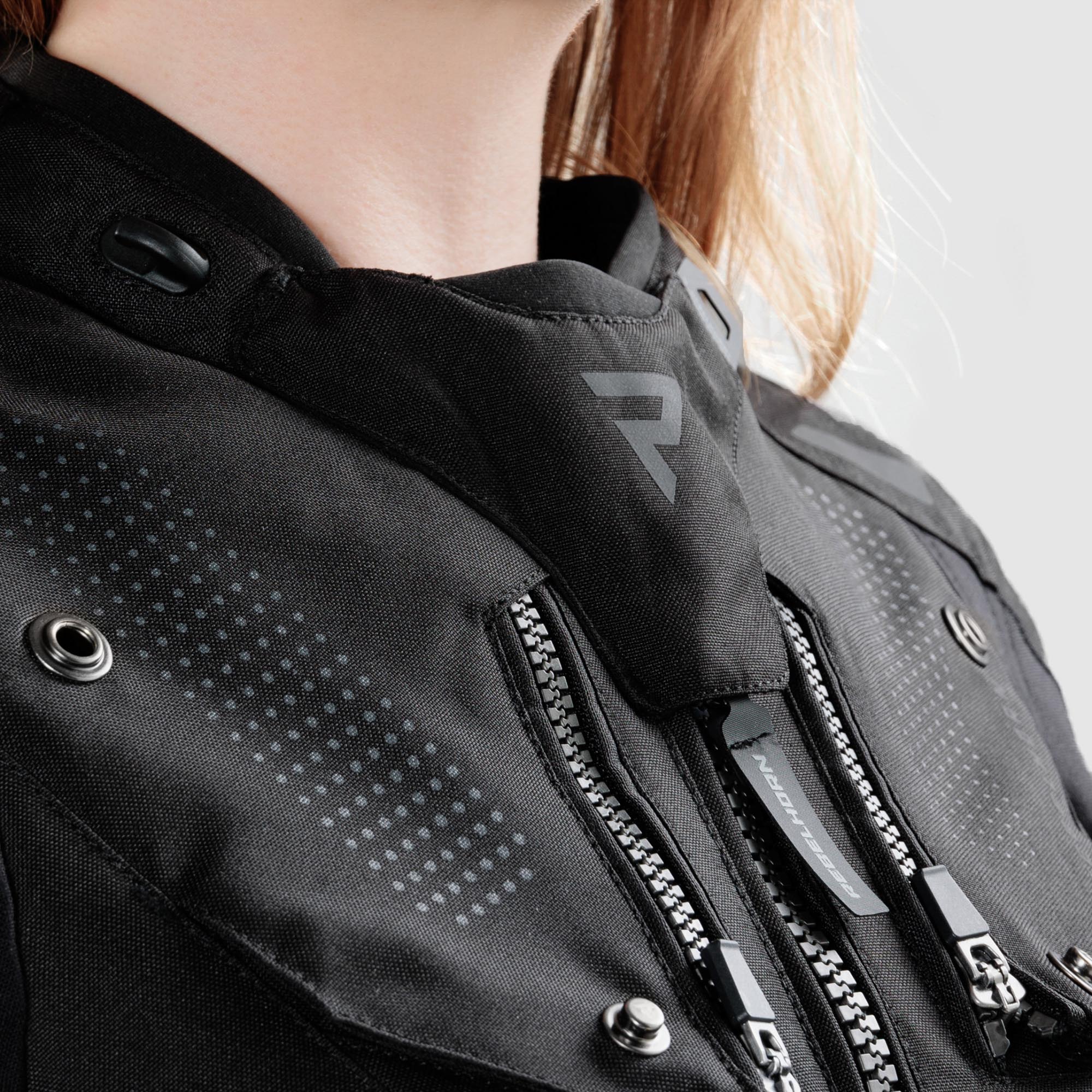 Side view of Rebelhorn Hiker 4 waterproof Ladies Motorcycle Textile Jacket