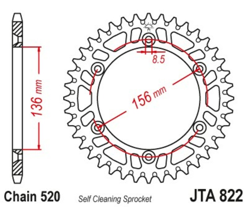 JT-DRIVHJUL Ultralätt anti-lera aluminiumkrona 822 - 520 Figur 2