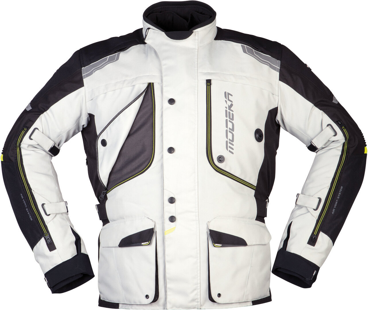 Modeka Aeris Motorrad Textiljacke hellgrau/schwarz 5XL Abbildung 1