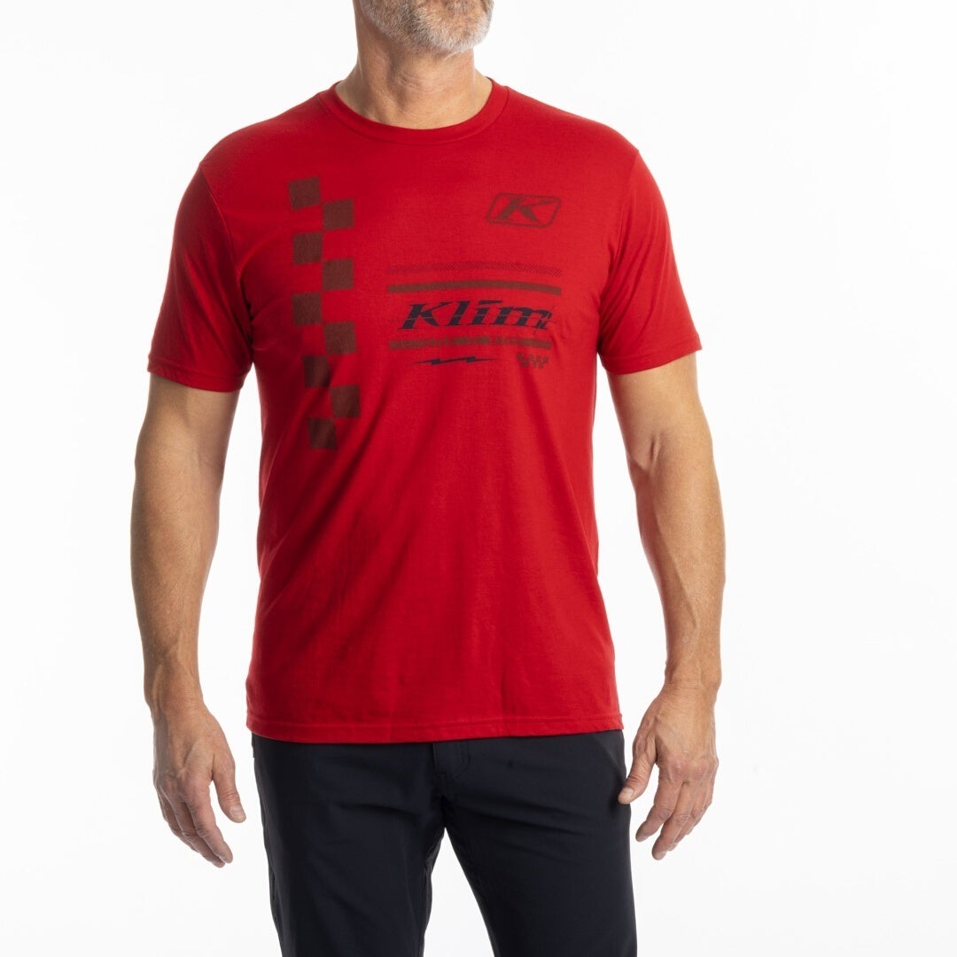 Klim Checkered Flag Tri-Blend Triko červená/hnědá L Obrázek 1