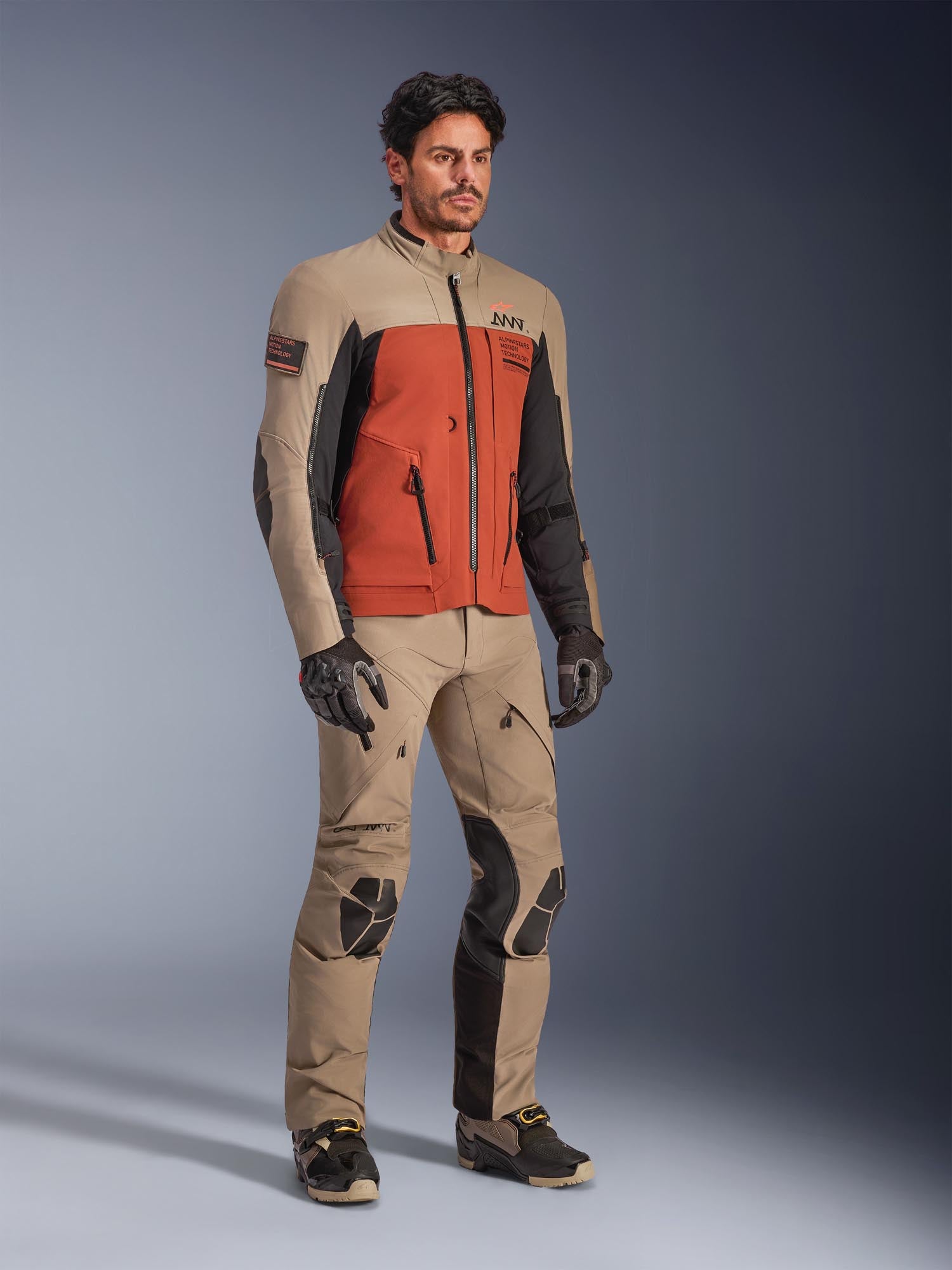 Side view of Alpinestars AMT-8 Stretch Drystar XF waterproof Motorcycle Textile Jacket