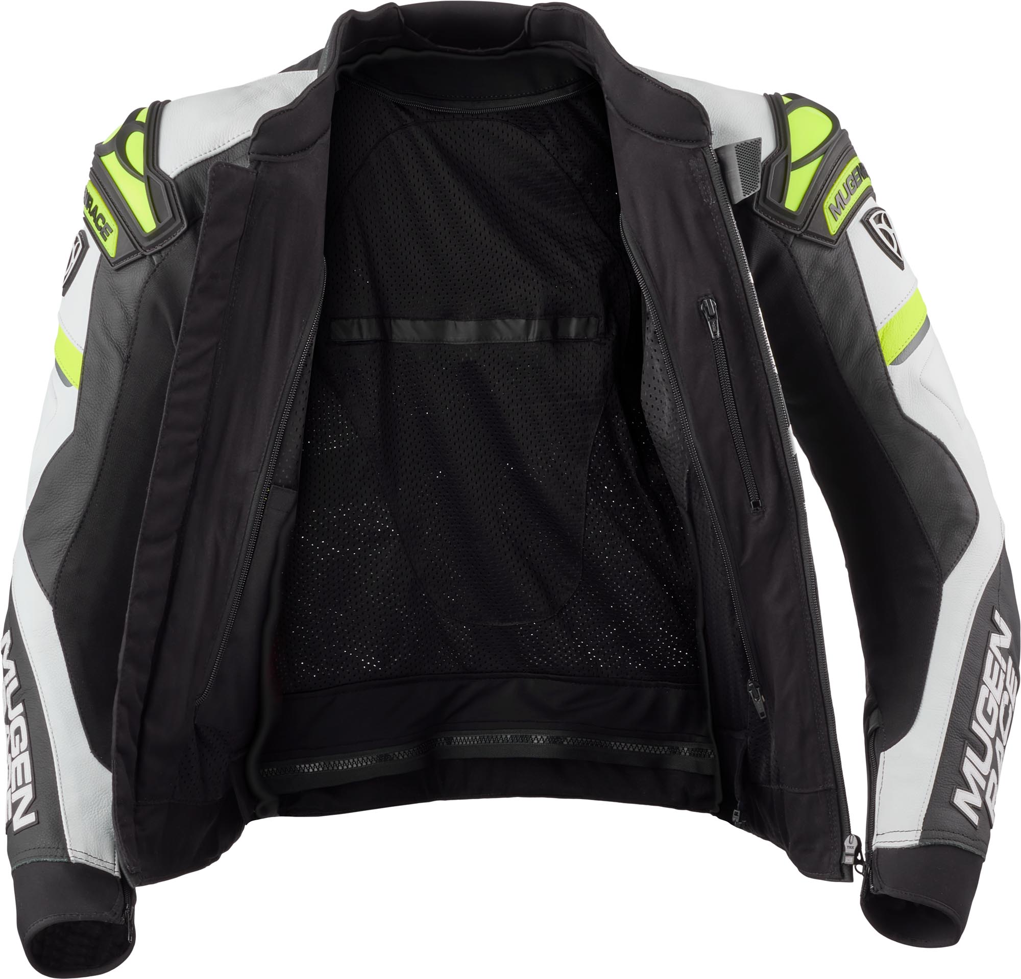 Side view of MUGENRACE Marcus Motorcycle Leather Jacket