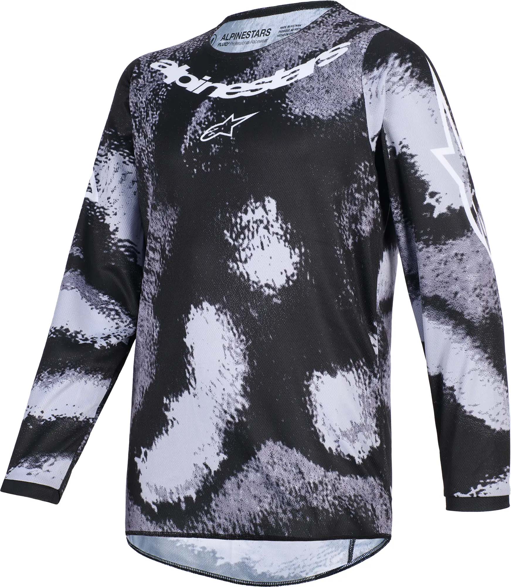 Alpinestars Fluid LAHND Молодежный джерси для мотокросса чёрно-белый M Рисунок 1