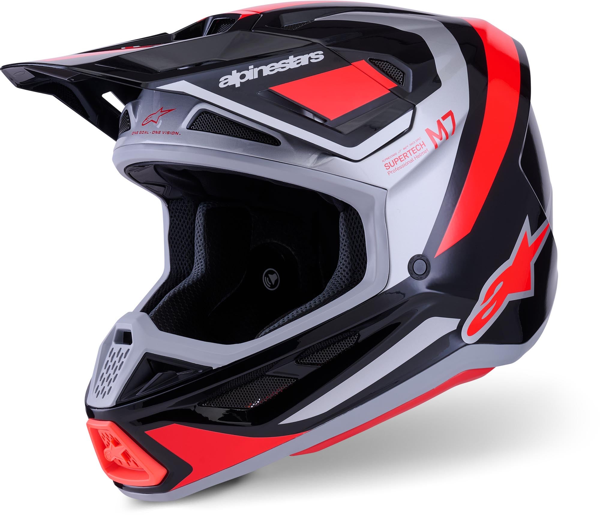 Alpinestars S-M7 Rise Motocross Helm schwarz/silber/rot S (55/56) Abbildung 1