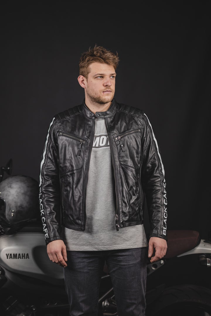 Black-Cafe London Toronto Motorcycle Leather Jacket black/white 50 Figure 7