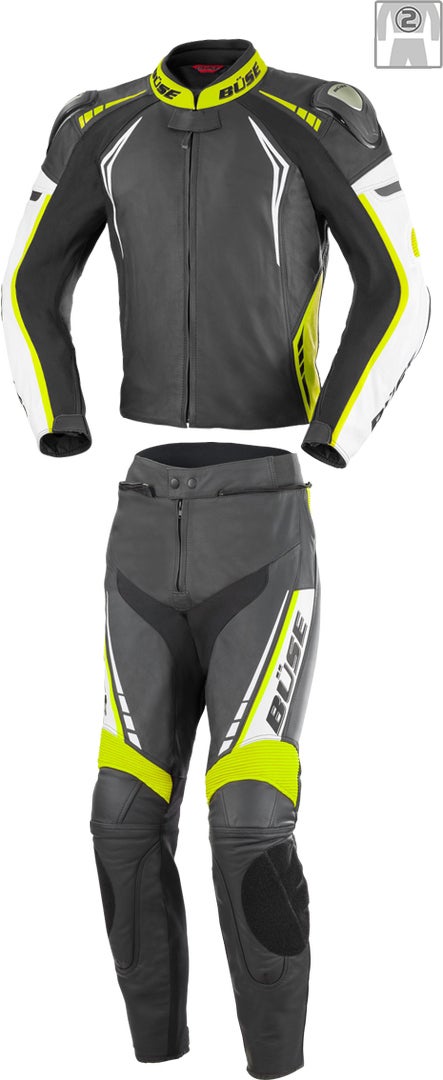 Büse Silverstone Pro Two Piece Ladies Leather Suit black/white/yellow 44 Figure 1