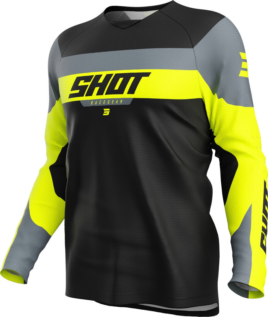 Shot Draw League Motocross trøje til børn sort/grå/gul 12/13 Figur 1